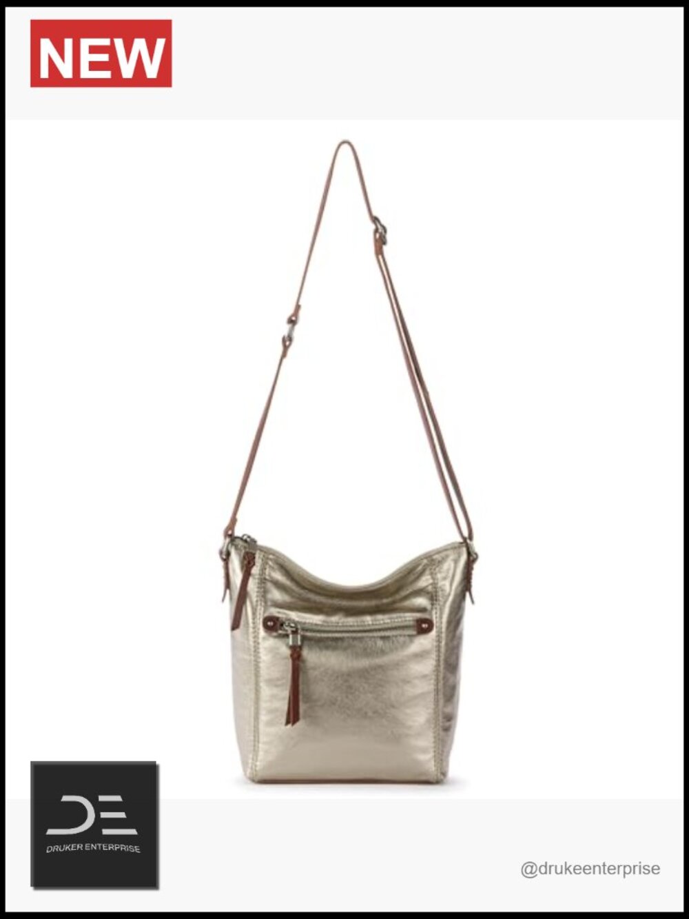 Leather Slouchy Crossbody Bag with Adjustable Strap - Picture 6 of 6